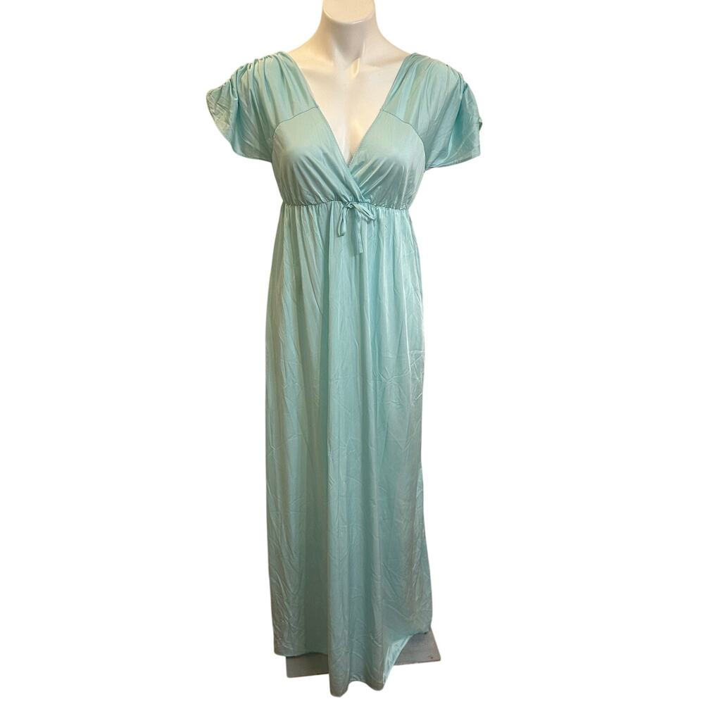 New Vintage Bambergers Nylon Nightgown sz S Teal
